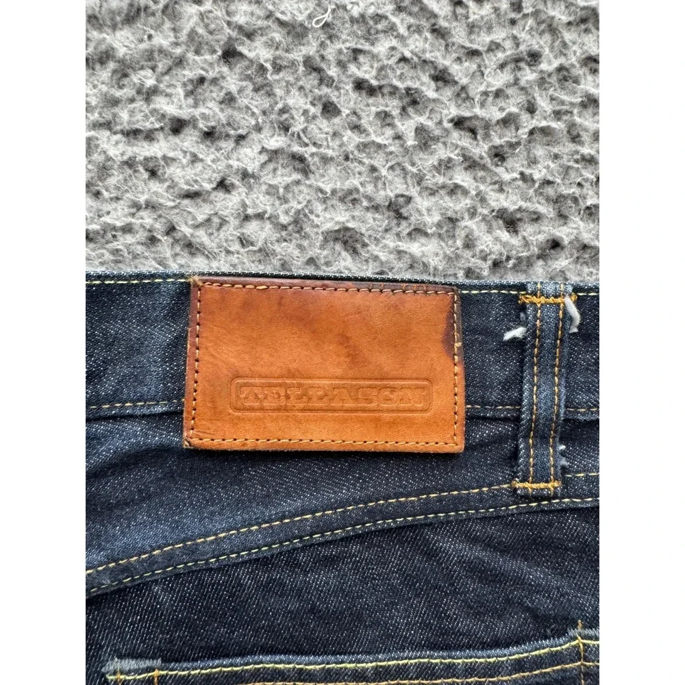 Tellason Mid Rise Slim Straight Selvedge Cotton Jeans‎ Black Mens Size 29